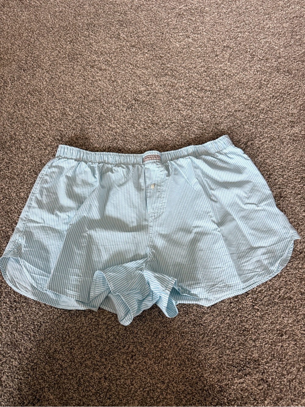 Savage X Fenty Light Blue Pinstripe Athletic Lounge Shorts